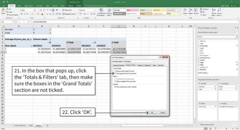 Remove the ‘Grand total’ rows and columns
: After step 22, you can see that some columns and rows are removed from your table.
