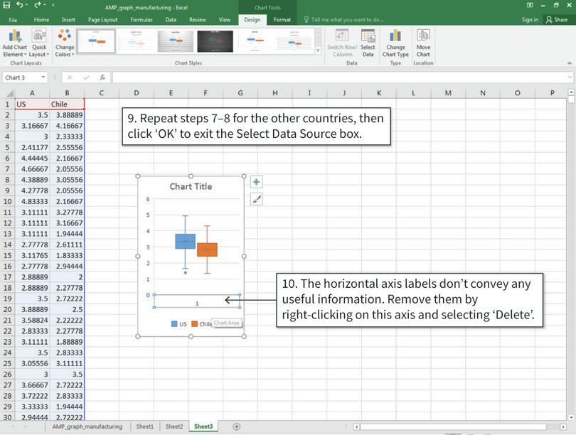 Change the legend entries
: After step 9, your data should now be correctly labelled in the chart legend.
