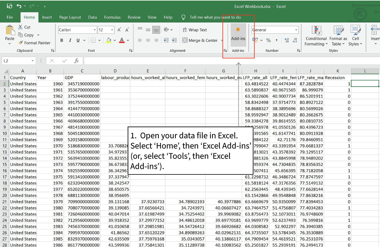 Download and use the HP filter in Excel
