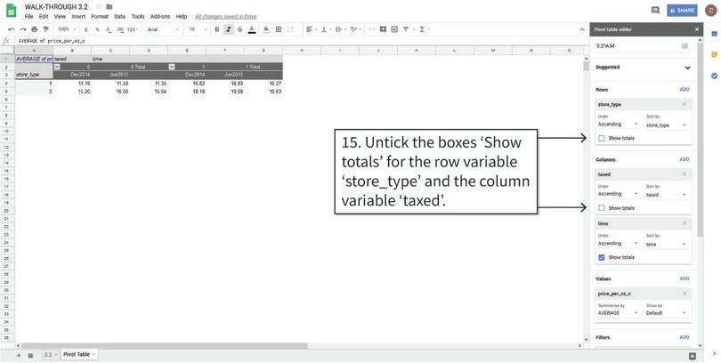 Remove the grand total row and column
: After step 15, your table should look like the one above.
