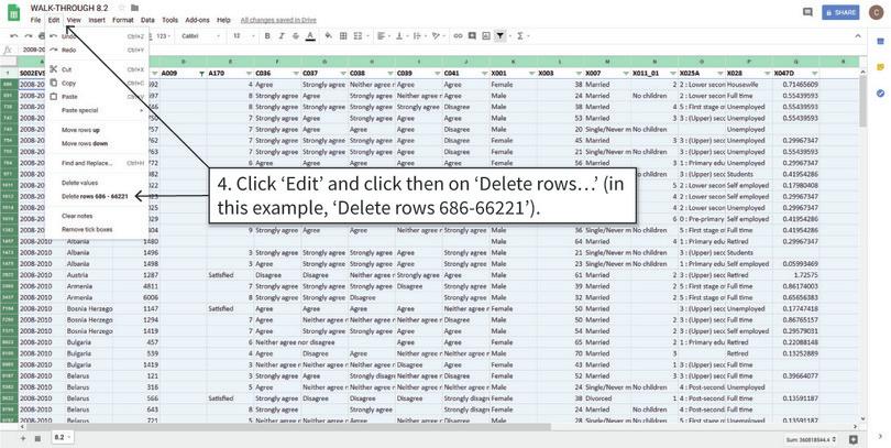 Delete these rows from the dataset
: Google Sheets will remove all the selected rows from the dataset. If there are many rows to delete, this command may take some time to process.
