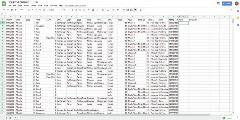 How to calculate percentiles from actual values.
