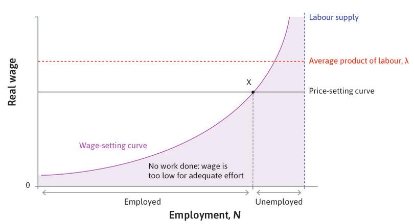Equilibrium in the labour market.
