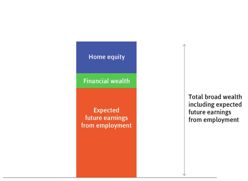 The household’s total broad wealth
: This is the sum of the green, blue, and orange rectangles.
