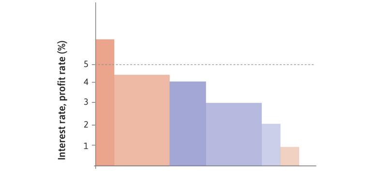 Interest rate at 5%
: With the interest rate equal to 5%, only one project will go ahead.
