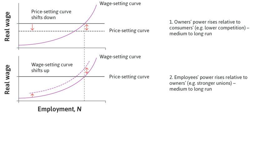 Employees’ power rises relative to owners’
: For example, due to stronger unions (medium- to long-run effect).
