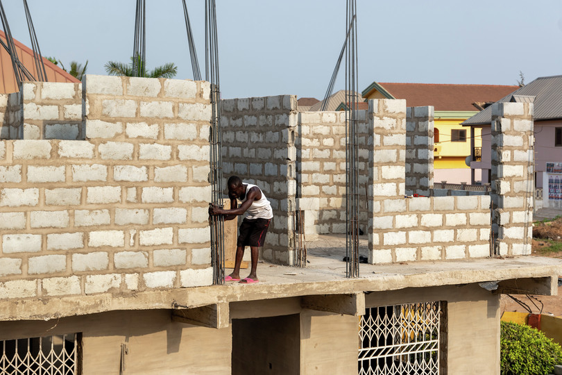 House being built ‘brick by brick’ in Ghana.