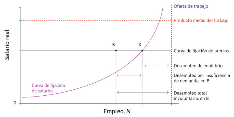 Equilibrio y desempleo por insuficiencia de demanda (cíclico).
