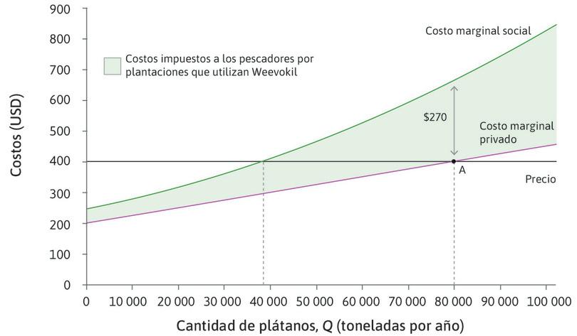 La elección del nivel de producción de plátanos por parte de las plantaciones.
