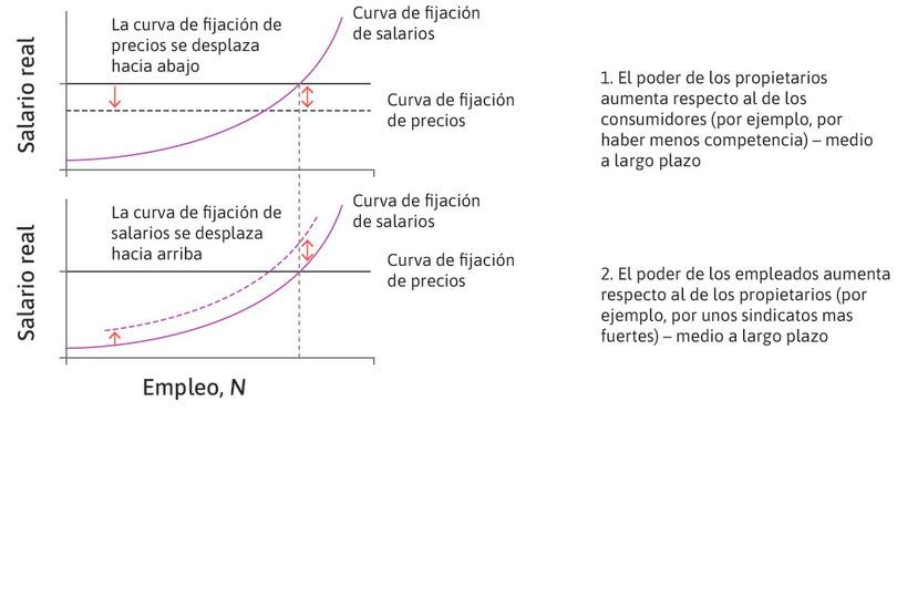 El poder de los trabajadores se incrementa respecto al de los propietarios de las empresas
: Por ejemplo, debido a unos sindicatos más fuertes (efecto de medio a largo plazo).
