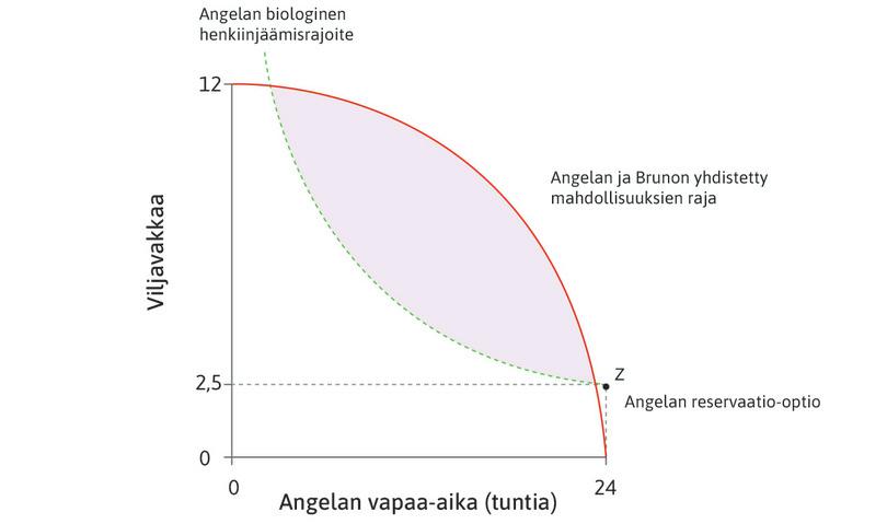 Angelan reservaatio-optio
: Pisteessä Z Angela ei tee työtä ja saa vain hätäavustuksia valtiovallalta tai sukulaisiltaan. Se on hänen reservaatio-optionsa.
