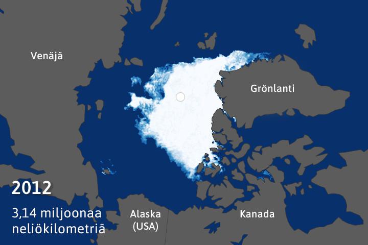Arktinen merijää, 1935–2014.
