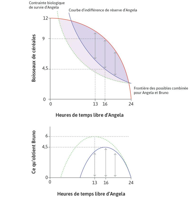 Les céréales de Bruno
: Bien que Bruno ne puisse pas obliger Angela à travailler, il peut obtenir la totalité du surplus.
