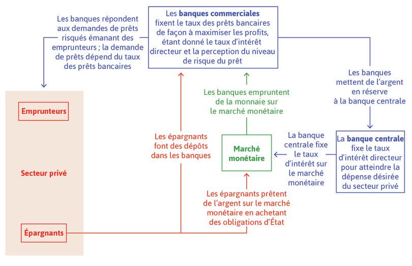 Les banques, la banque centrale, les emprunteurs et les épargnants
