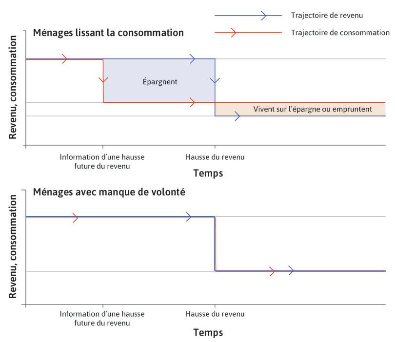 Consommation quand les ménages ont peu de volonté : le cas d’une baisse anticipée du revenu.
