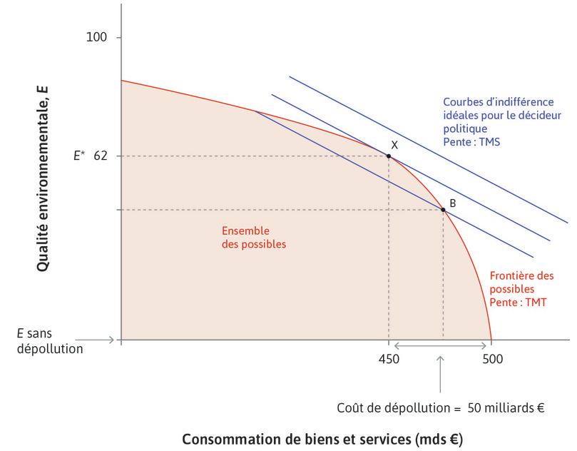 Choix du niveau de dépollution par le décideur public idéal.
