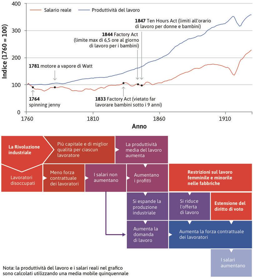Il potere contrattuale dei lavoratori.
: L’offerta di lavoro si riduce quando viene impedito alle imprese di assumere i bambini. La combinazione di una crescente domanda di lavoro e un’offerta decrescente aumenta la forza contrattuale dei lavoratori.
