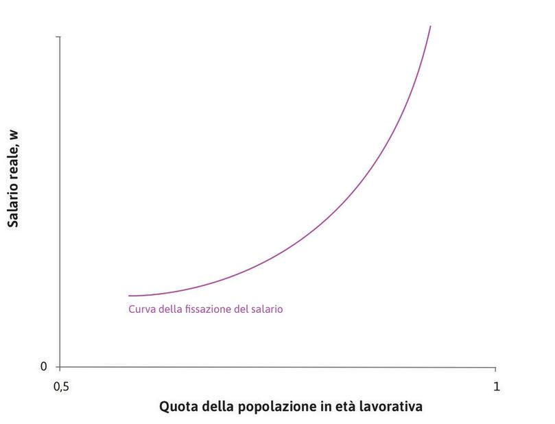 La curva della fissazione del salario
: La curva crescente è detta curva della fissazione del salario.
